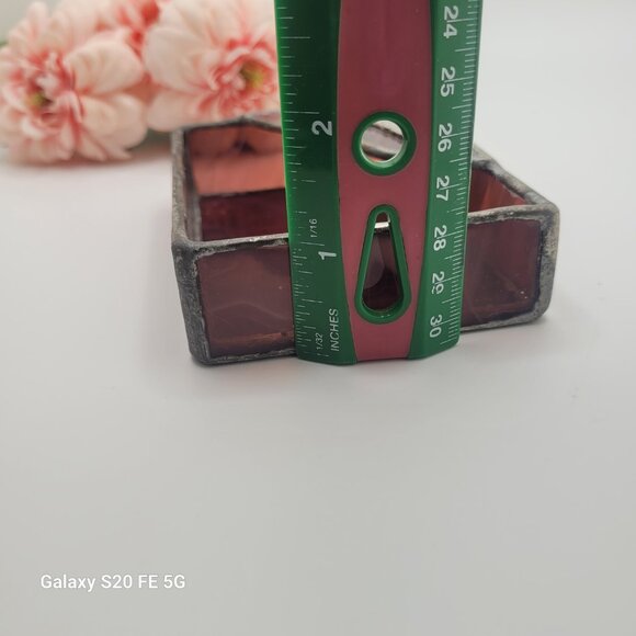 Purple Lead Stained Glass Trinket Dish or Business Card Holder - Picture 11 of 11